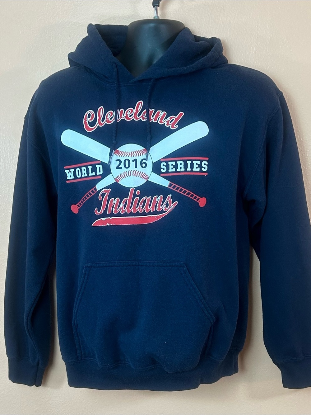 Cleveland Indians 2016 World Series Navy Blue Hooded Sweatshirt Hoodie Men M